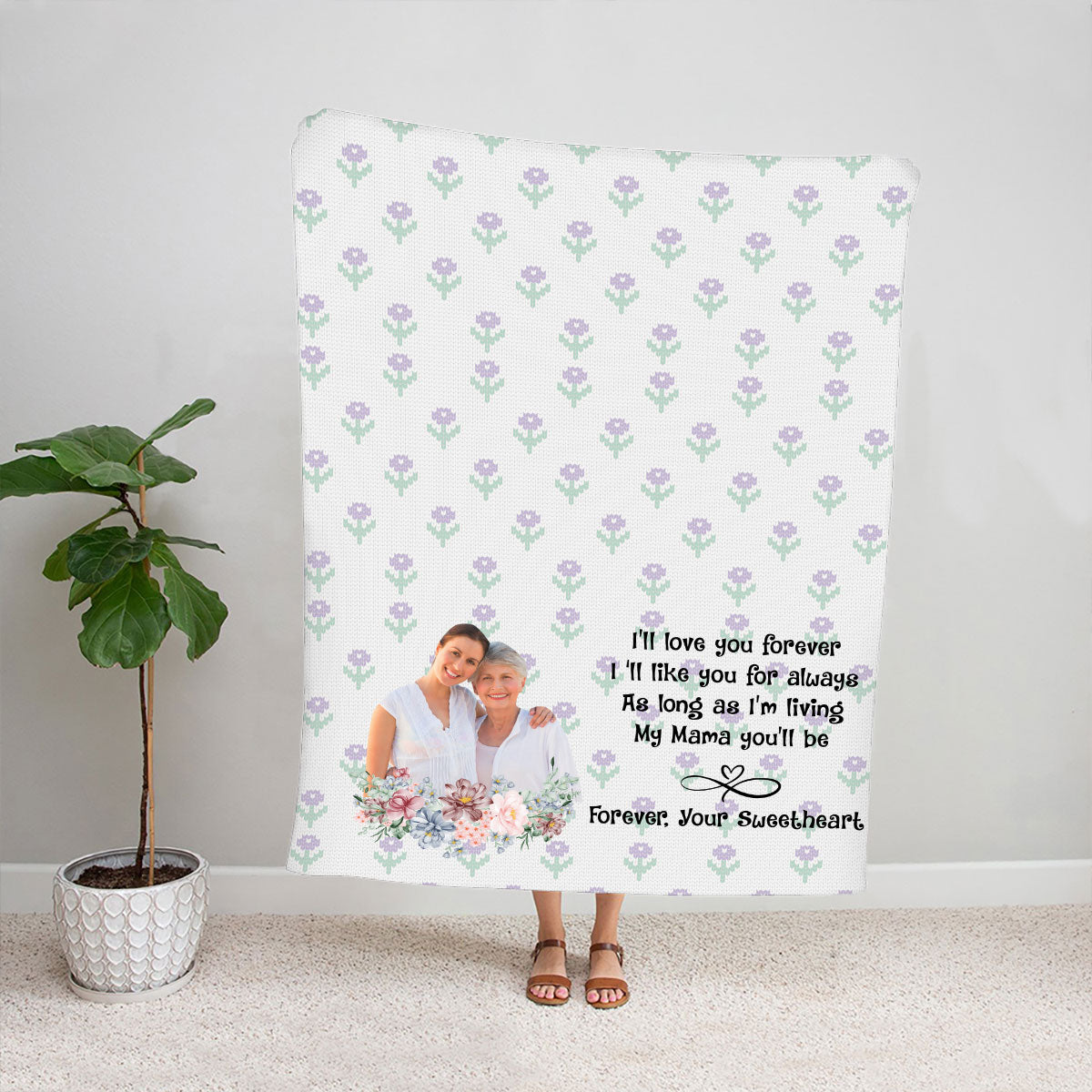 Petthouse | Personalized Sweet Mother's Day Throw Blanket, I'll Love You Forever Travel Blanket To My Mom