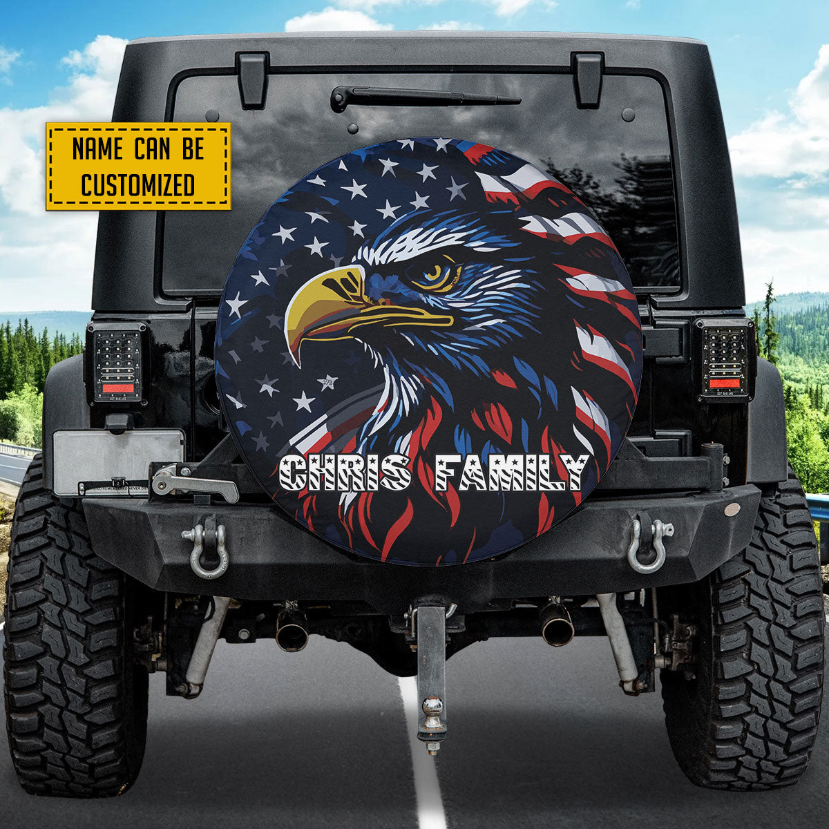 Petthouse | Customized Beautiful Eagle On American Flag Spare Tire Cover For Patriot 4th Of July