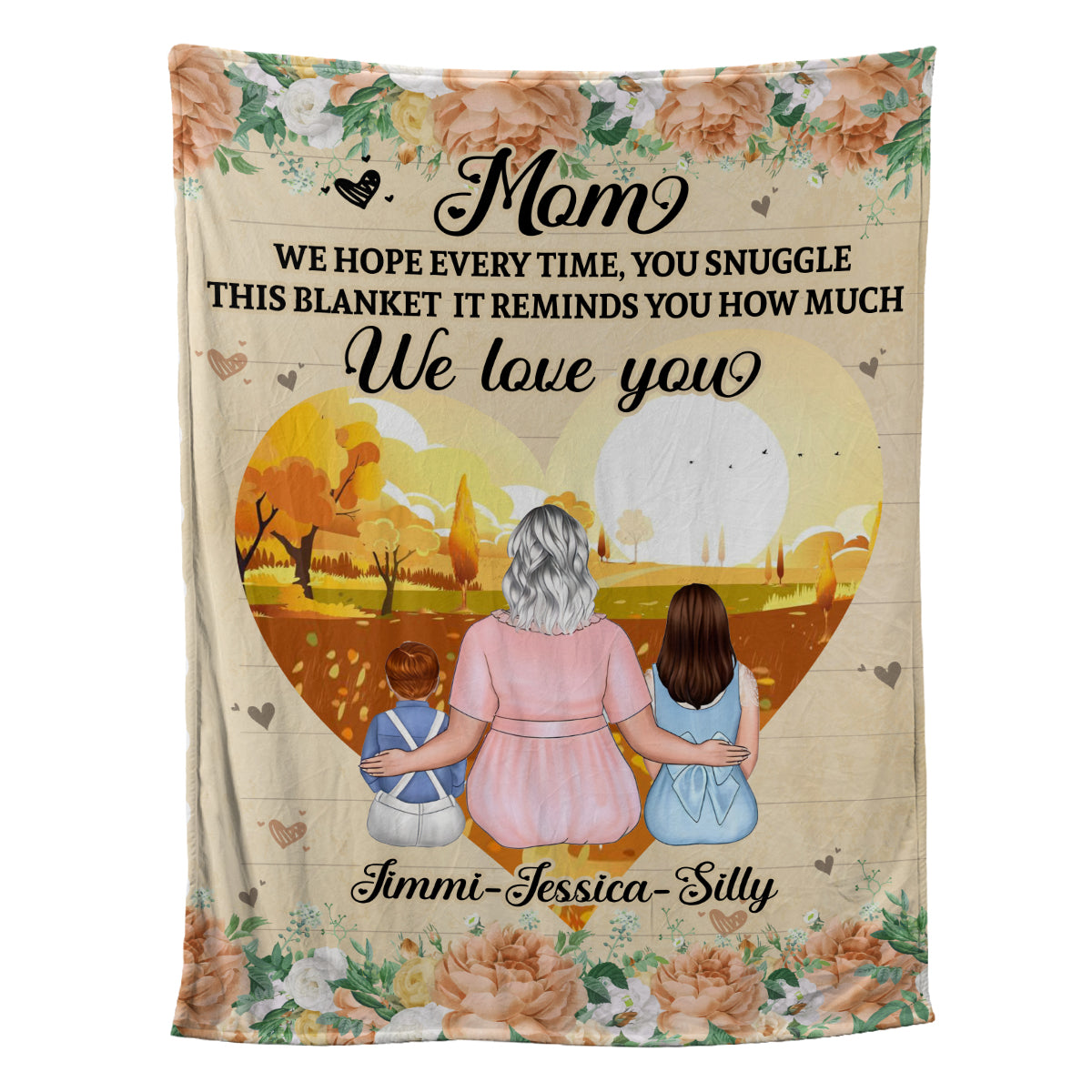 Petthouse | Personalized Mother & Children Fleece Blanket, We Love Mommy Travel Blanket, Mom Birthday Popular Mother's