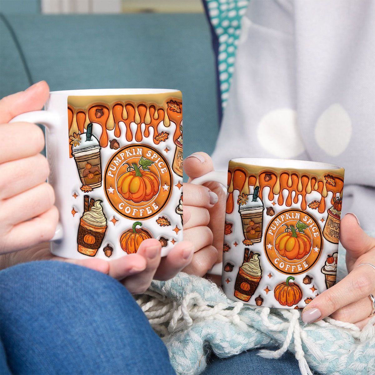 Petthouse | Pumpkin Spice Coffee 3d Inflated Effect Mug, Fall Autumn Coffee Pumpkin Spice Mug, Fall Vibes