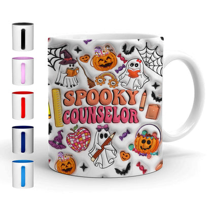 Petthouse | School Counselor Halloween Mug, Spooky Counselor Pumpkin 3d Inflated Mug, Gift For Teacher