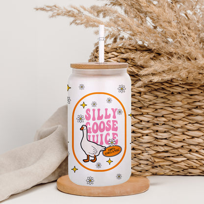 Petthouse | Silly Goose Juice Glass Can, Funny Silly Goose Iced Coffee Cup, Silly Goose Juice