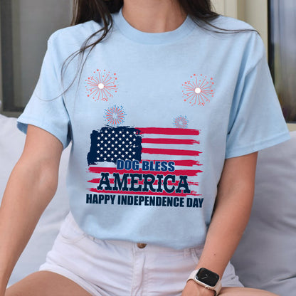 Petthouse | Custom Dog Bless America Shirt, Happy Independence Day, 4th Of July Dog Shirt, Dog Lovers