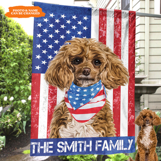 Petthouse | Personalized Dog 4th Of July American Independence Day House Flag, Dog Garden Flags For Dog Lover