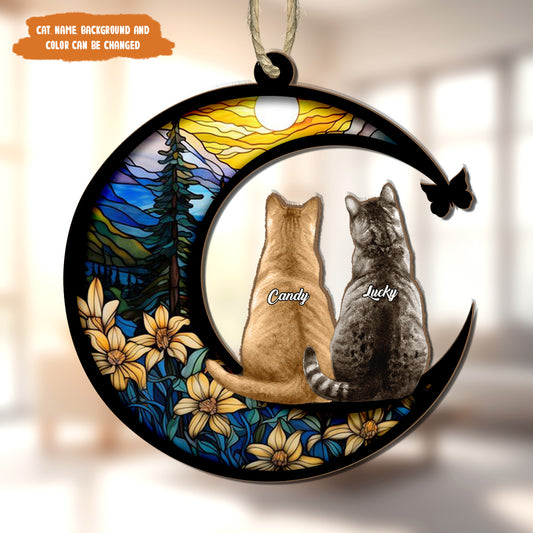 Petthouse | Personalized Memorial Cats Suncatcher, Loss Of Cats Sympathy Gift, Cat Memorial Suncatcher