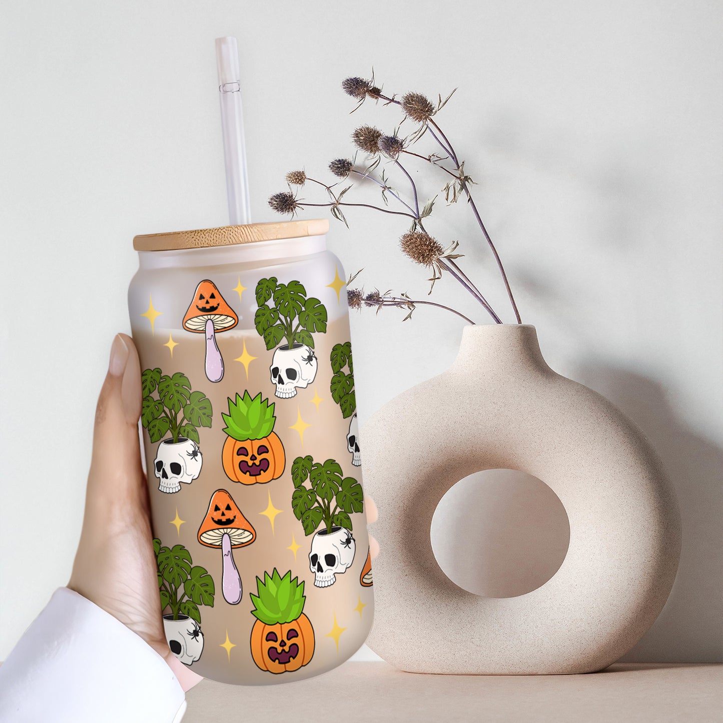 Petthouse | Ghost Plant Halloween Glass Can, Ghost Plant Glass Can, Ghost Plant Coffee, Viral Coffee