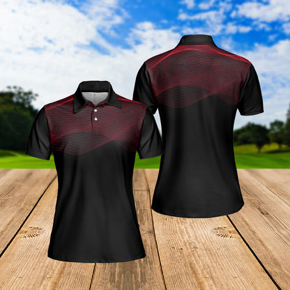 Petthouse | Wavy Red Lines Pattern Women's Polo Shirts Golfer Gift Golfing Styles Sports Team Gift