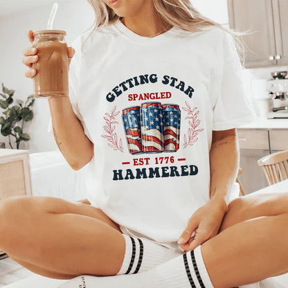 Petthouse | Getting Star Spangled Hammered Est 1776 4th Of July Shirt, Patriotic Independence Day Shirt