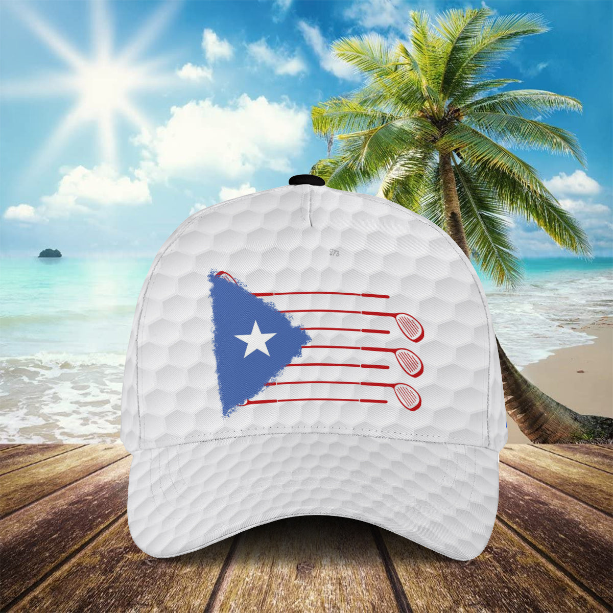 Petthouse | Golf Sport Puerto Rico Flag Classic Cap Golf Player Golfer Hat Wear Love Golf Baseball Cap Patriot Gift