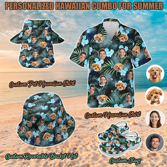 Petthouse | Custom Photo Dog Cat Face Hawaiian Shirt, Summer Trip Shirt, Funny Gift Family