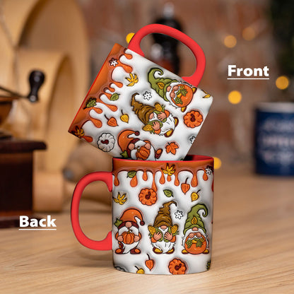 Petthouse | Gnomes Fall 3d Inflated Effect Mug, Fall Vibes Inflated Sublimation Halloween Coffee Mug