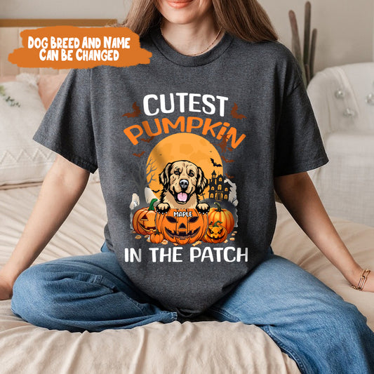 Petthouse | Halloween Dog T-shirt, Cutest Pumpkin In The Patch, Dog Mama Gift, Dog Mom Shirt, Spooky Pumpkin