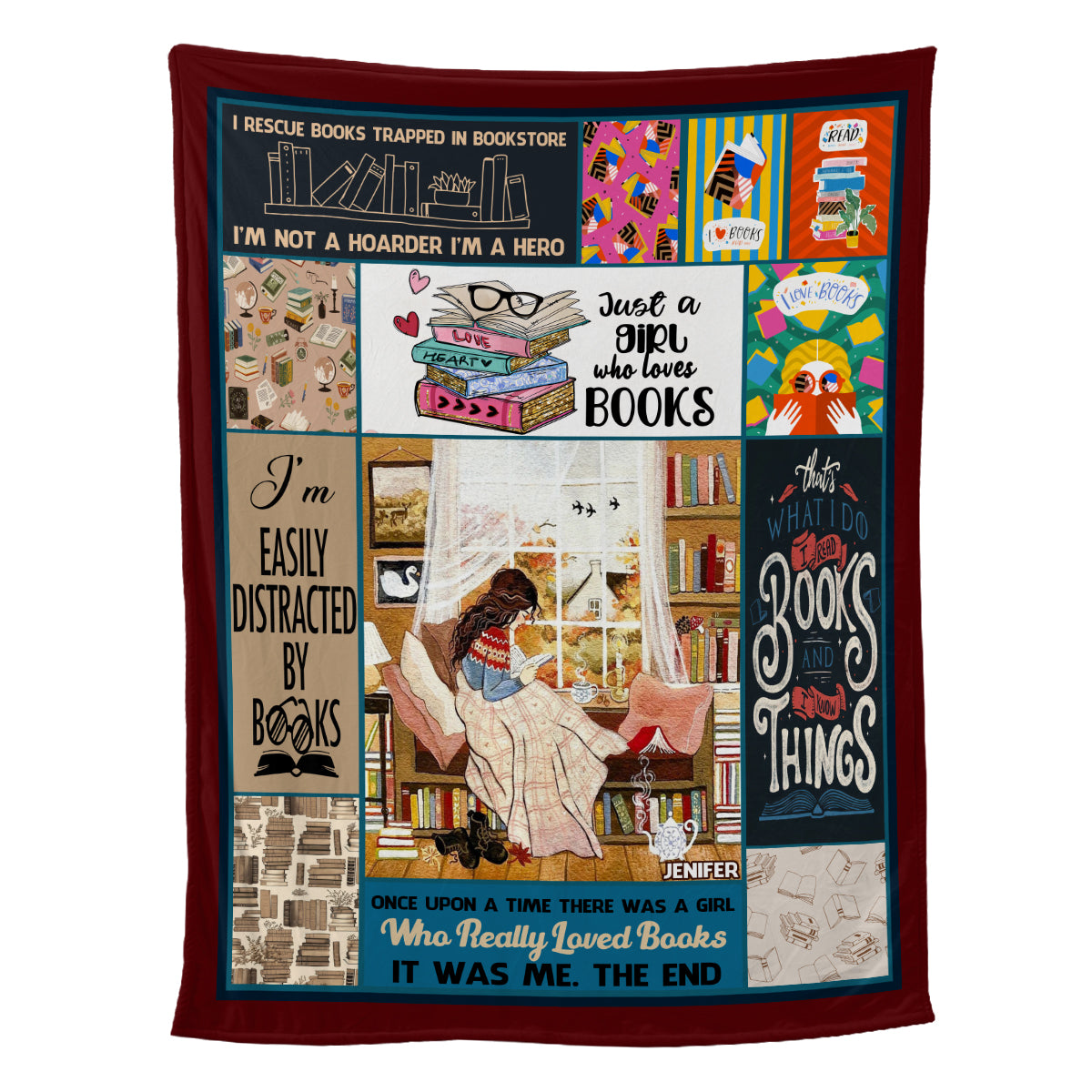 Petthouse | Personalized Just A Girl Who Loves Books Fleece Blanket, Book Lover Throw Blanket, Bookish Bedroom Decor