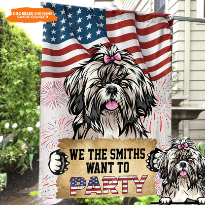 Petthouse | We Want The Party 4th July Personalized Flag, Dog Independence Day Flag, Patriotic Dog Flag