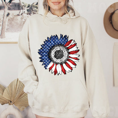 Petthouse | America Sunflower Shirt, Usa Flag Flower 4th Of July Flag Graphic Shirt