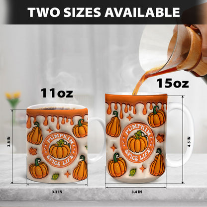 Petthouse | Pumpkin Spice Life 3d Inflated Mug Wrap, Fall Pumpkin Spice Mug , Pumpkin Spice Coffee