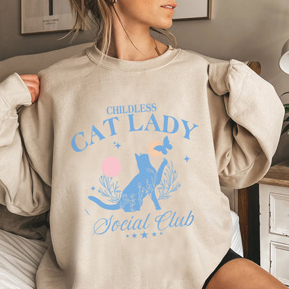 Petthouse | Childless Cat Lady Shirt, Flowers Cat Shirt, Social Club Shirt For Friends, Cat Lady Shirt