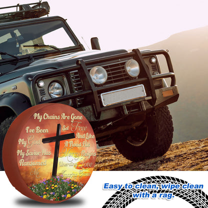 Petthouse | Jesus Cross My Chains Are Gone Spare Wheel Cover God Believer Gifts Spare Tire Cover