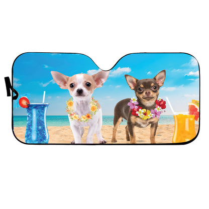 Petthouse | Dog Sunshade Windshield Sun Shade Personalized Photo Windshield Cover Chihuahua Summer