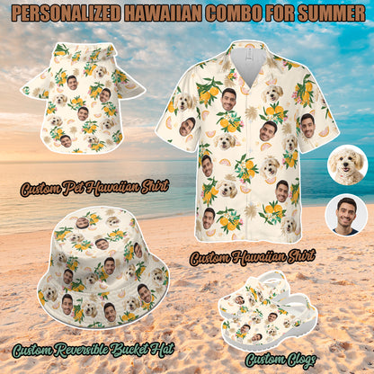 Petthouse | Custom Dog Cat Face Hawaiian Shirt, Holiday Tropical Summer Pattern, Bachelor Party