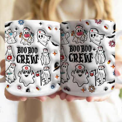 Petthouse | Boo Boo Crew Inflated Effect 3d Mug, Nurse Coffee Mug, Nurse Halloween Mug, Ghost Spooky