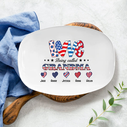 Petthouse | Custom Grandma Grilling Plate For Independence Day, Personalized Mimi Grilling Plate, Bbq Platter, Independence Day Gift