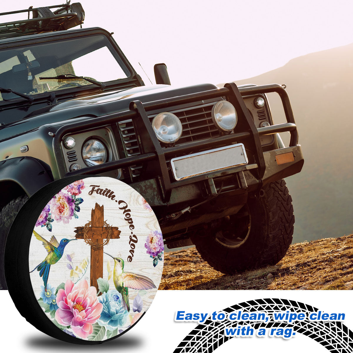 Petthouse | Jesus Hummingbird Camper Tire Cover Faith Hope Love Christian Floral Tire Storage Bag God