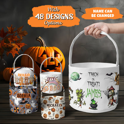 Petthouse | Custom Halloween Trick Or Treat Bag For Kids, Spooky Scary Vibes Basket, Candy Bag For Kids