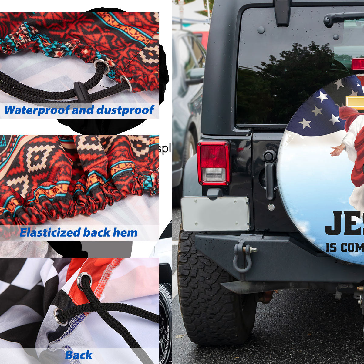 Petthouse | Jesus Bless Usa Flag Spare Tire Cover Jesus Christian Religious One Nation Under God