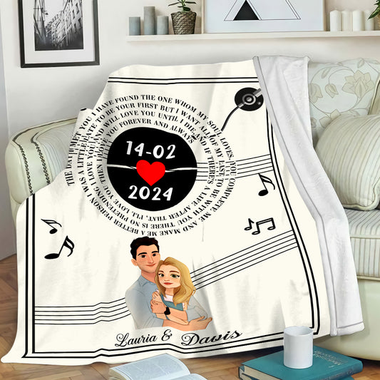 Petthouse | Personalized Couple Chibi The Day I Met You Fleece Blanket To My Wife, Girlfriend Valentines Day