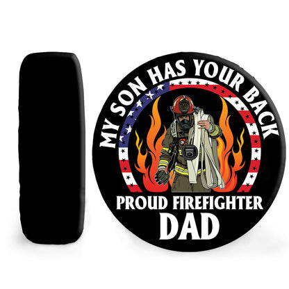 Petthouse | Proud Firefighter Dad Usa Flag Spare Tire Cover Firemen Hero Truck Cover Car Accessories Father's Day Gift