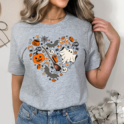 Petthouse | Cute Halloween Tshirt, Halloween Doodles Hearth Shirt Gift For Halloween Moms Shirt