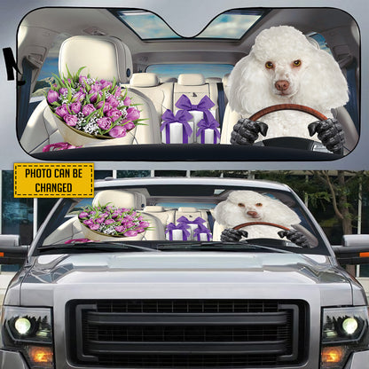 Petthouse | Miniature Poodle Personalized Windshield Sun Shade Dog With Gift To Mom Car Sunshade Mothers Day