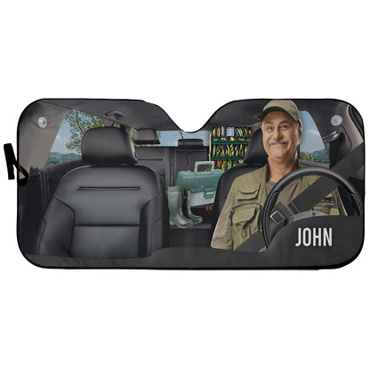 Petthouse | Customize Windshield Sun Shade Fisherman Go Fishing Front Window Sun Visor Folding