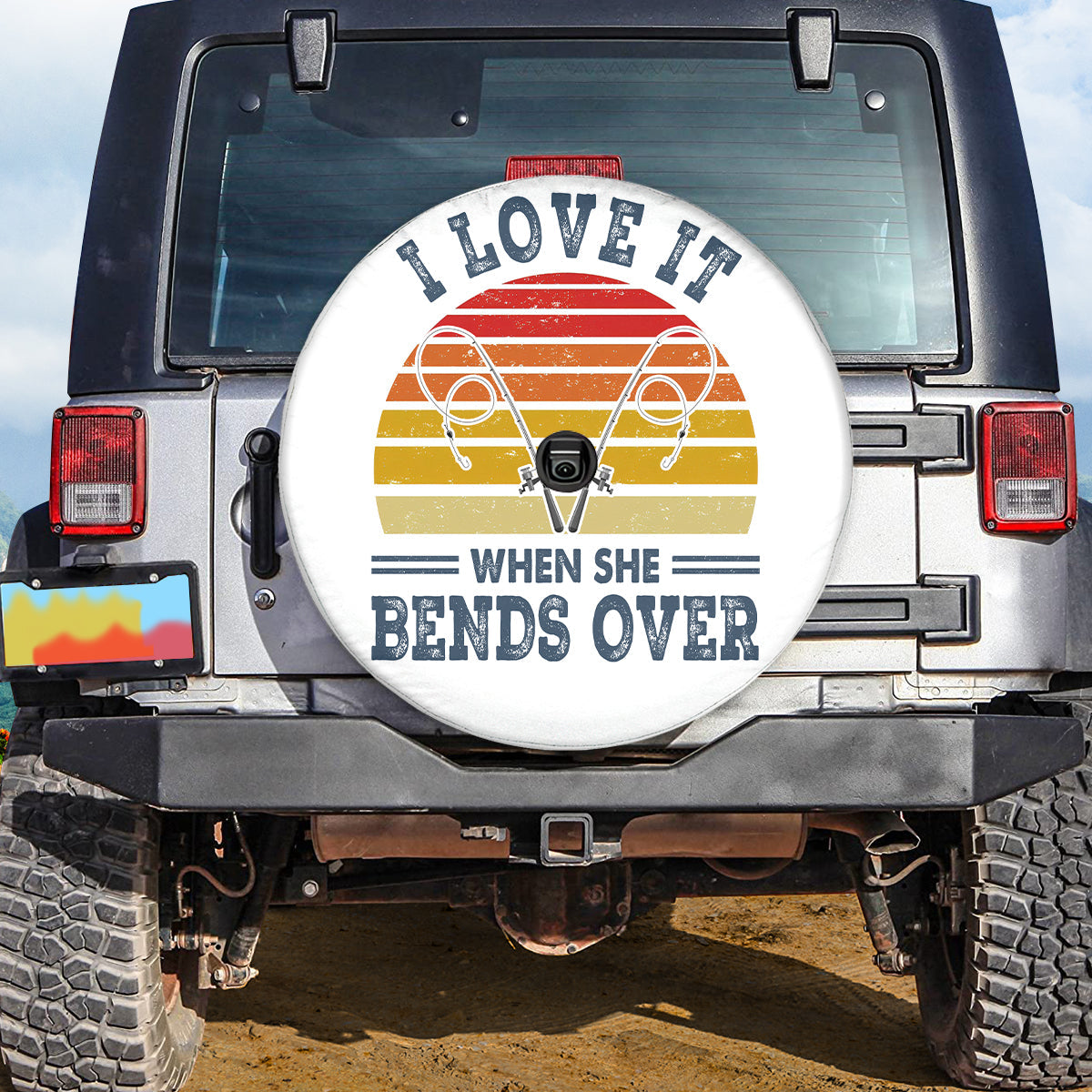Petthouse | Fishing Spare Tire Cover, I Love It When She Bends Over, Fishing Accessory, Retro Car Tire Cover, Fishing Gift