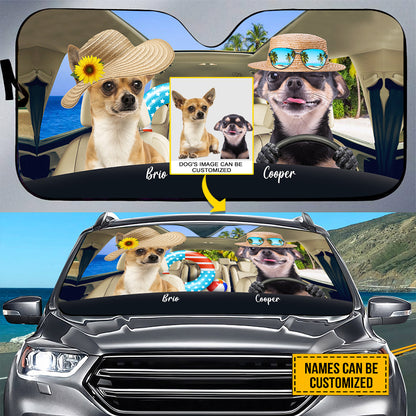 Petthouse | Chihuahua Summer Driving Car Sun Shade Windshield Dog Sunshade Customized Photo Sunshades For Car