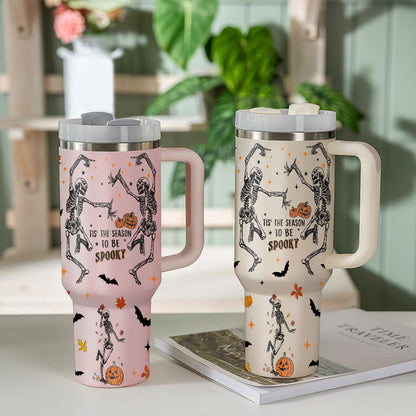 Petthouse | Tis' The Season To Be Spooky 40oz Tumbler, Skeleton Dancing Spooky Season, Skeleton Stay