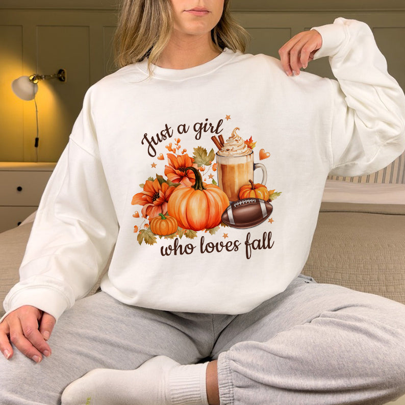 Petthouse | Just A Girl Who Loves Fall Shirt, Fall Sublimation Shirt, Pumpkin Spice, Autumn Trendy