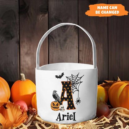 Petthouse | Custom Name Halloween Tote, Trick Or Treat Basket, Kids Halloween Basket, Candy Basket