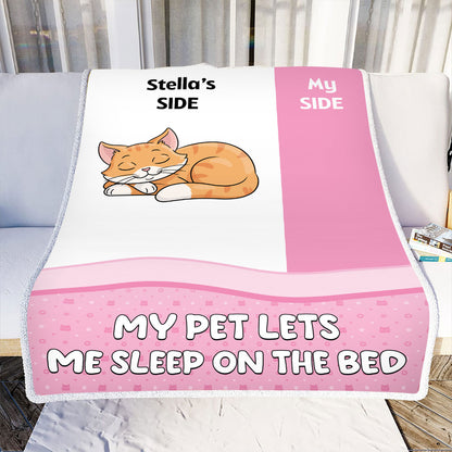 Petthouse | Personalized Fleece Blanket To Cat Mom, Let Me Sleep On The Bed, Wedding Gift For Pet Lovers