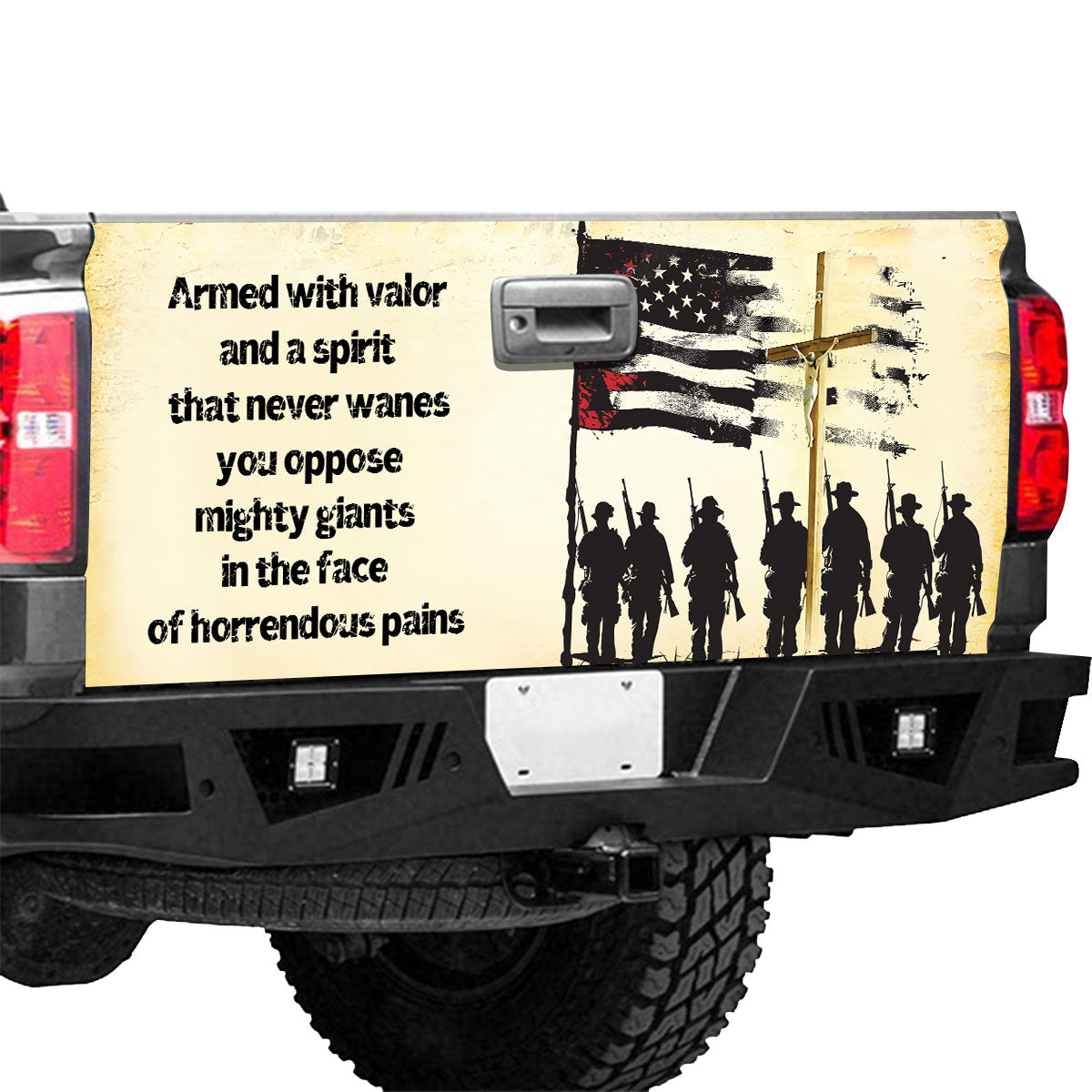 Petthouse | Jesus Veteran American Flag Tailgate Wrap Memorial Day Graphic Wraps 4th Of July Truck Wraps