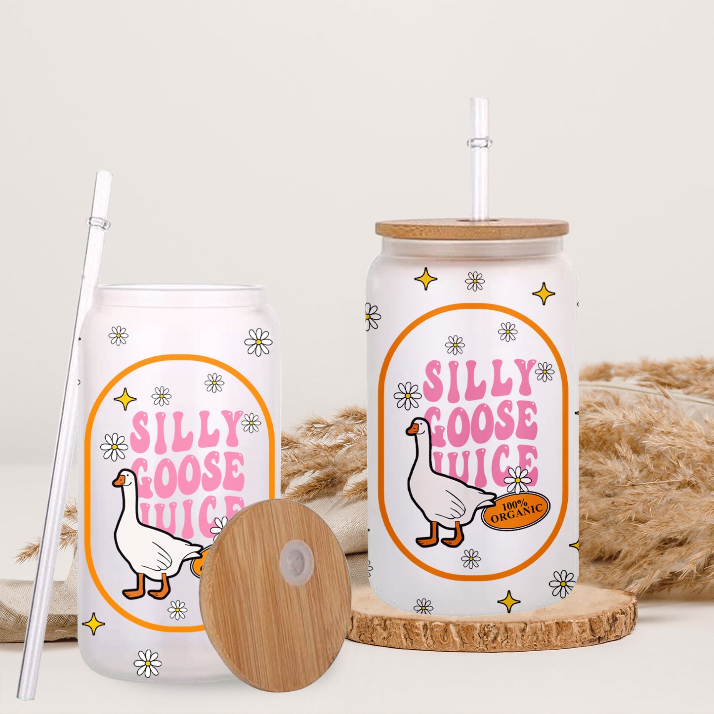 Petthouse | Silly Goose Juice Glass Can, Funny Silly Goose Iced Coffee Cup, Silly Goose Juice