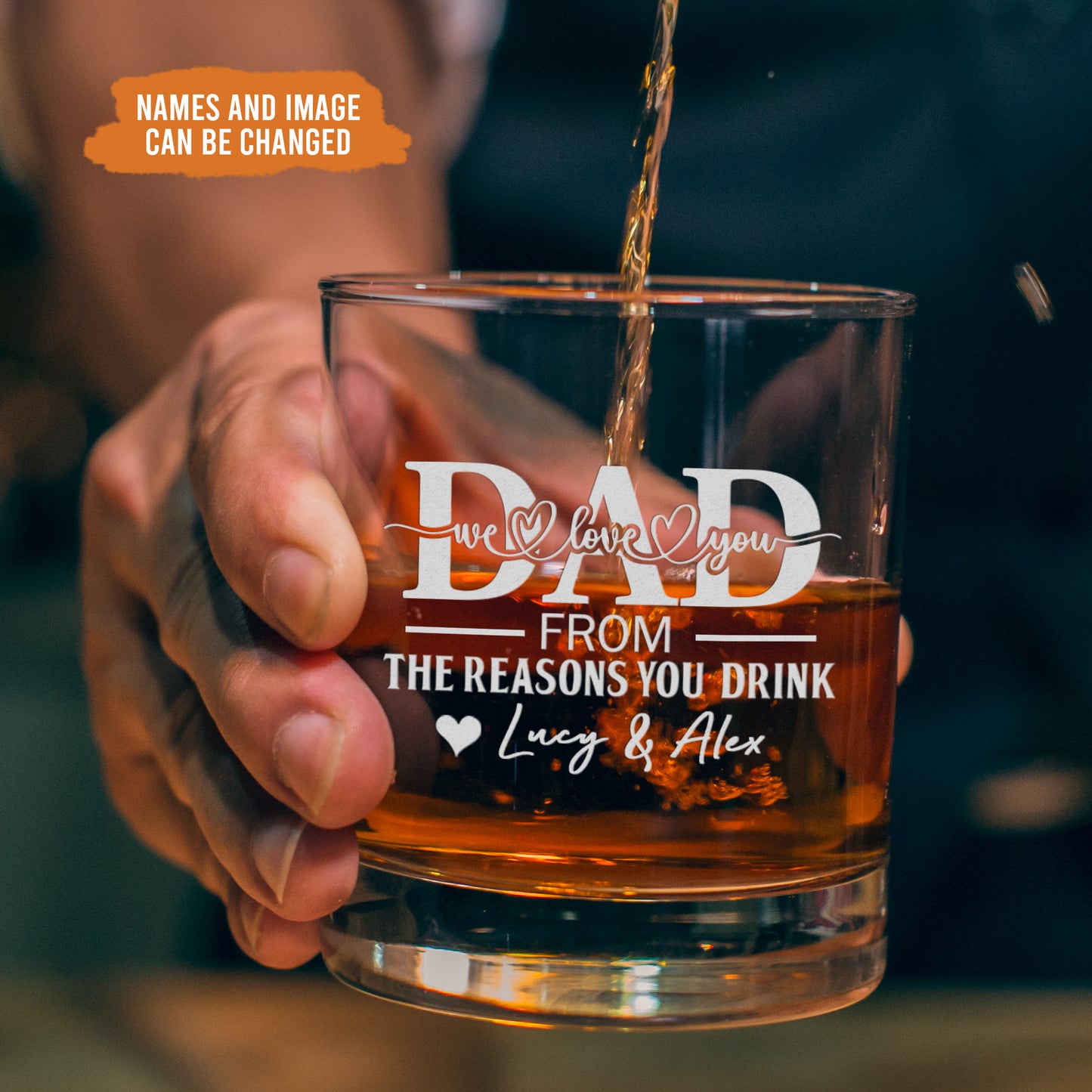 Petthouse | Custom Photo  To Dad From The Reasons You Drink Whiskey Glasses, Father's Day Gift