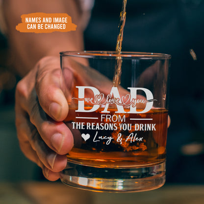 Petthouse | Custom Photo  To Dad From The Reasons You Drink Whiskey Glasses, Father's Day Gift