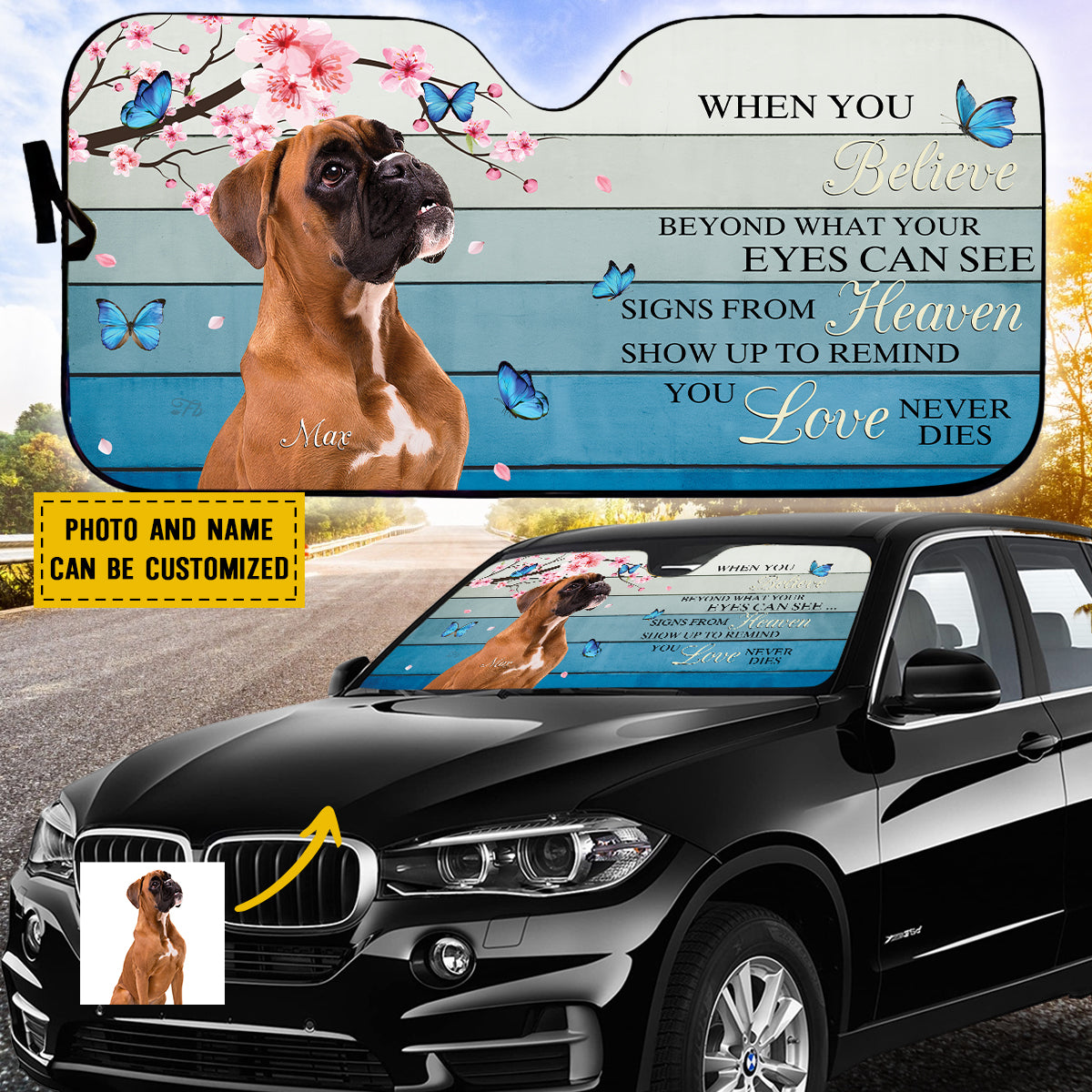 Petthouse | Windshield Sun Shade Dog Boxer Dog Remembrance Car Sun Shade Windshield Loss Of Dog