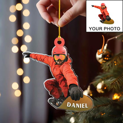 Petthouse | Personalized Snowboarding Player Ornament, Skis Christmas Ornament, Gift For Kids, Snowboarder