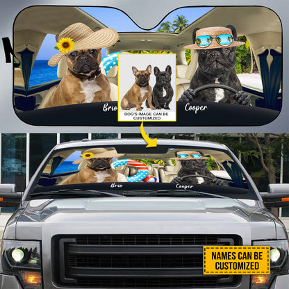 Petthouse | French Bulldog Go To Beach Sunshade Customized Windshield Sun Shade Dog Lover Gift Car