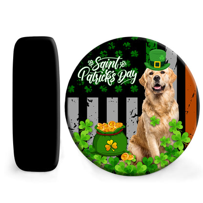 Petthouse | Golden Retriever Spare Tire Cover Happy St Patrick's Day Tire Cover Dog Lover Car Decorations