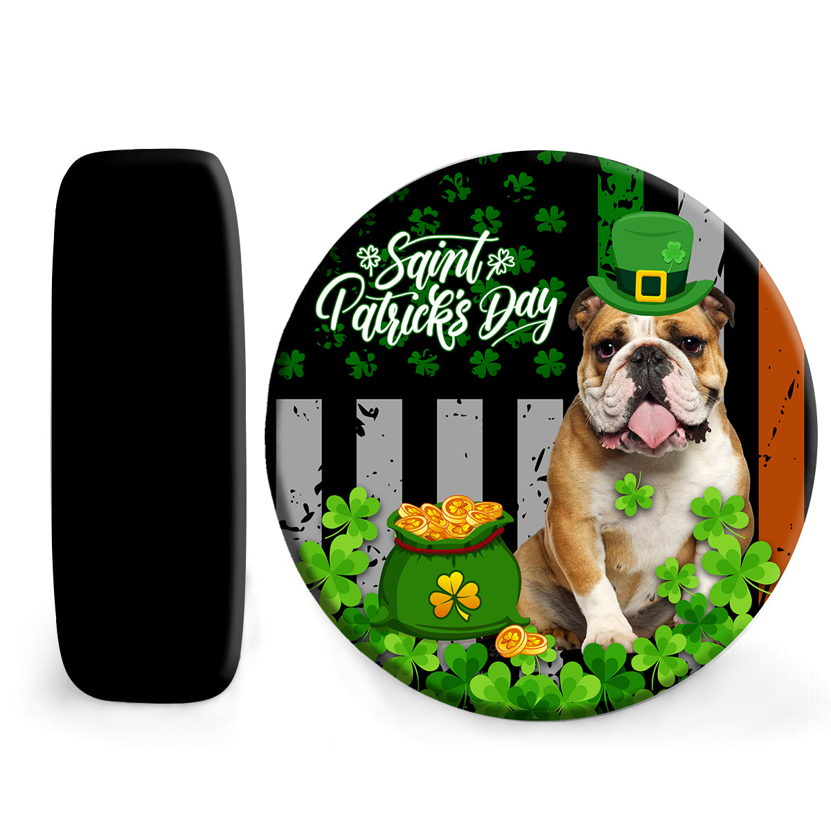 Petthouse | English Bulldog Saint Patrick's Day Spare Tire Cover Irish Shamrock Coin Lucky Gift