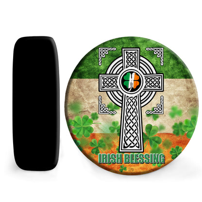 Petthouse | Irish Blessing Spare Tire Cover Irish Celtic Cross Irish Flag Shamrock Leaves Decor Car